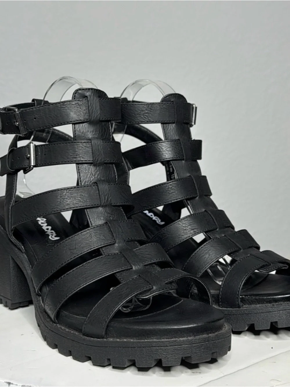 Dirty Laundry Strappy Block Herl Lug Sole Sandals